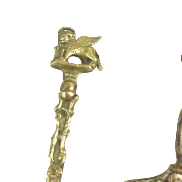 Vintage Ornate Brass Cake Server & Fork Set With Intricate Dutch Village Scene D - Picture 7 of 10